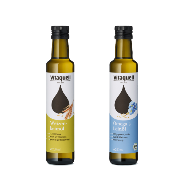 Wheat germ oil, cold pressed 250 ml + linseed oil golden seed organic, virgin 250 ml