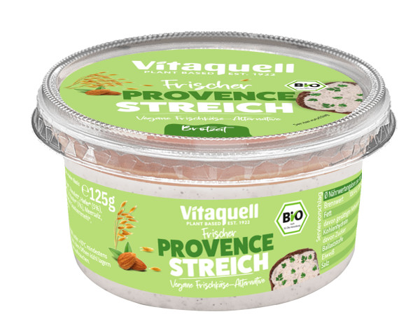 Vitaquell Provence frischer Streich Frischkäse Alternative bio vegan