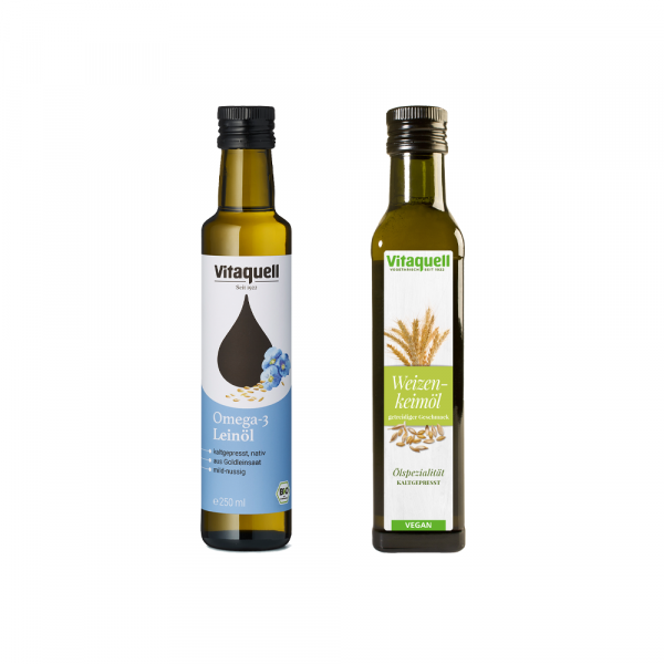 Wheat germ oil, cold pressed 250 ml + linseed oil golden seed organic, virgin 250 ml