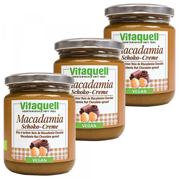 3 x Macadamia chocolate cream organic - vegan, 250 g