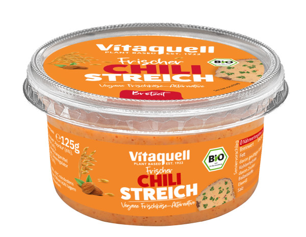 Vitaquell frischer Chili Streich vegane Frischkäse Alternative bio