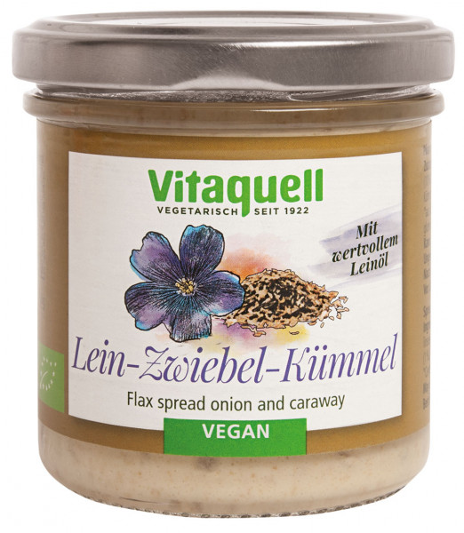 Linseed spread onion caraway organic, 130 g jar