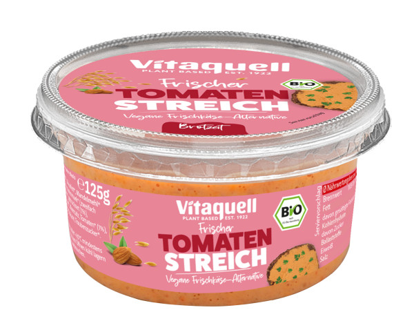 Vitaquell frischer Tomaten Streich BIO vegan Frischkäse Alternative