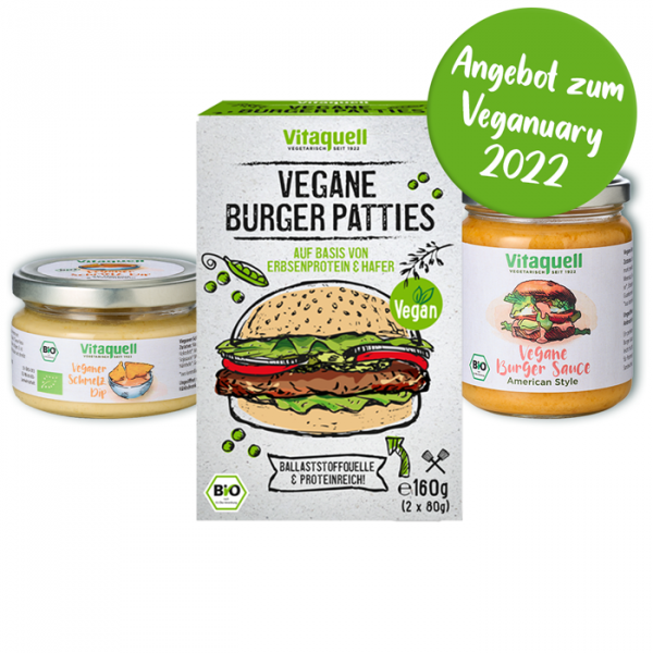 Burger-Box vegan (Vegane Burger Patties, Burgersauce &amp; Schmelz-Dip)