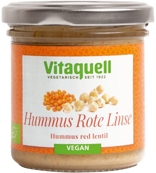 Hummus Red Lentil Organic vegan, 130 g jar